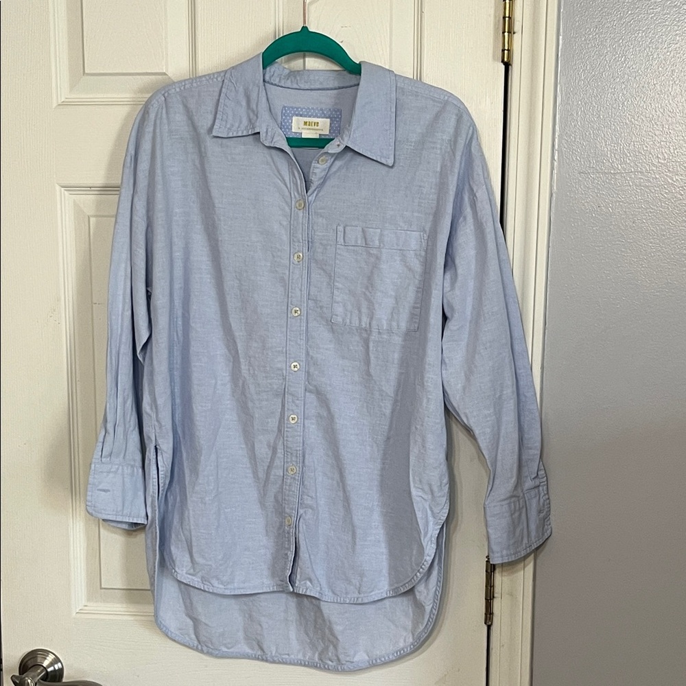 Anthropologie blue button up shirt